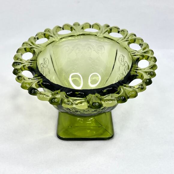 Vintage Green Glass Decorative Bowl - Picture 2 of 6